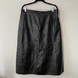 Vintage Black Leather Maxi Skirt